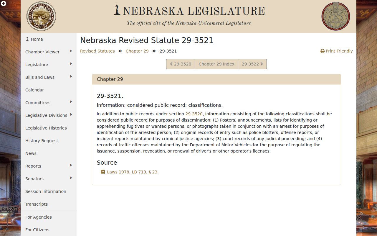 Grant County booking-record law source for Nebraska arrest photograph dissemination